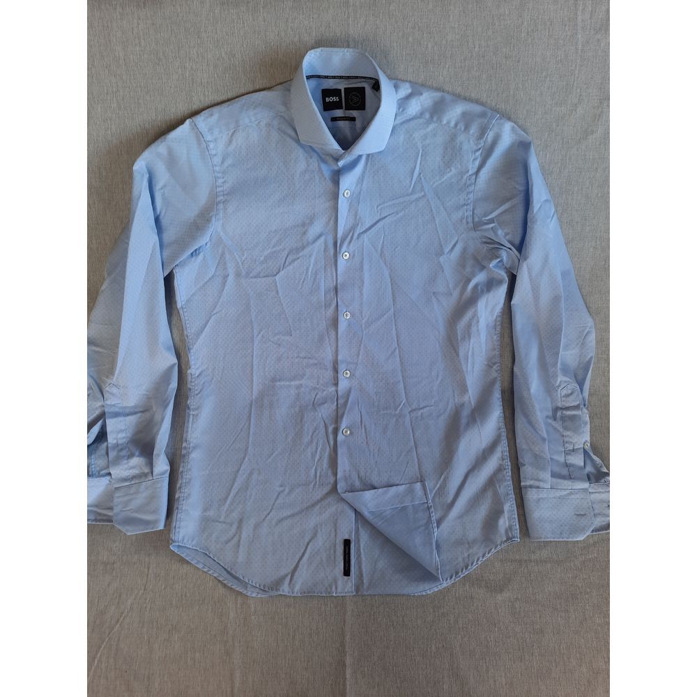 Boss Men's Small Finest Swiss Fabric Light‎ Blue Longsleeve Button's Shirt